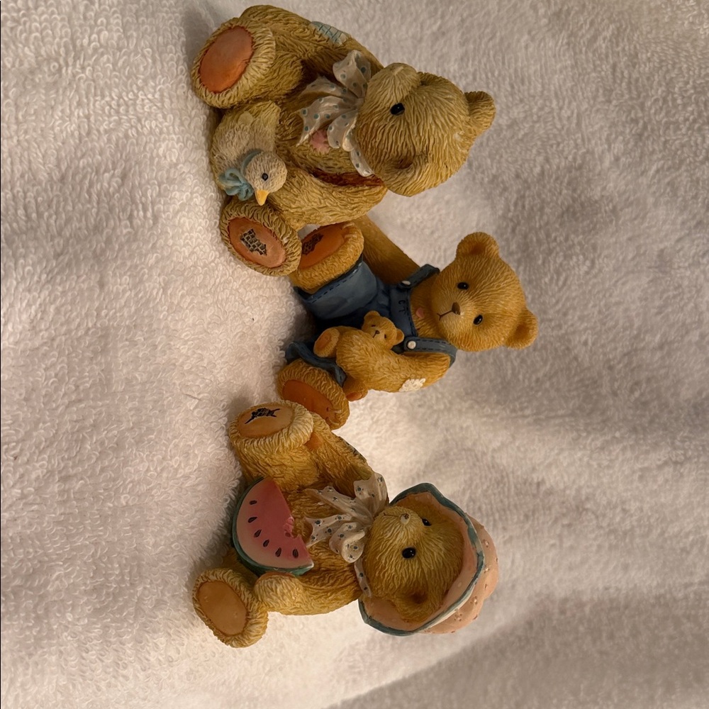 Enesco Bear Family Figurine with Yellow and Blue Accents